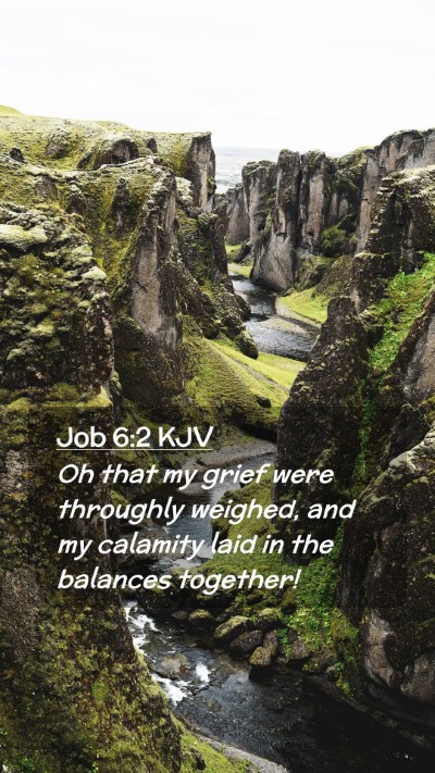 Picture 02 - Job 6:2 KJV Mobile Phone Wallpaper - Oh that my grief were throughly weighed, and my - Mobile Bible Verse Wallpaper