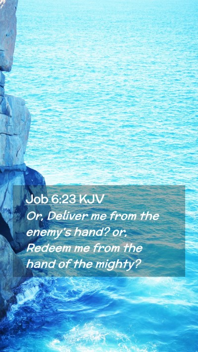Picture 02 - Job 6:23 KJV Mobile Phone Wallpaper - Or, Deliver me from the enemy's hand? or, Redeem - Mobile Bible Verse Wallpaper