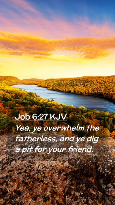 Picture 02 - Job 6:27 KJV Mobile Phone Wallpaper - Yea, ye overwhelm the fatherless, and ye dig a - Mobile Bible Verse Wallpaper