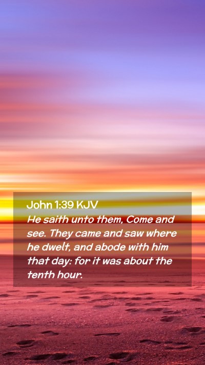 Picture 02 - John 1:39 KJV Mobile Phone Wallpaper - He saith unto them, Come and see. They came and - Mobile Bible Verse Wallpaper