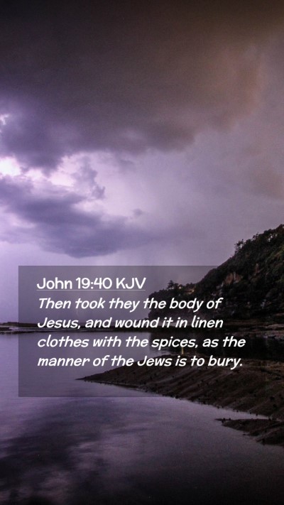 Picture 02 - John 19:40 KJV Mobile Phone Wallpaper - Then took they the body of Jesus, and wound it in - Mobile Bible Verse Wallpaper