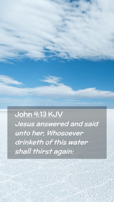 Picture 02 - John 4:13 KJV Mobile Phone Wallpaper - Jesus answered and said unto her, Whosoever - Mobile Bible Verse Wallpaper