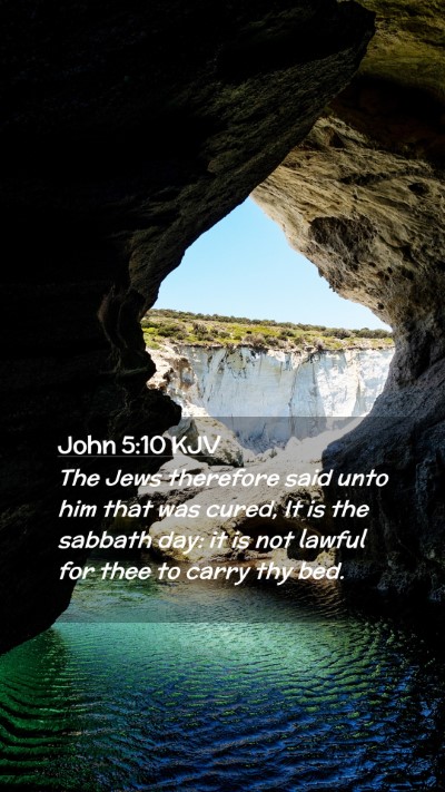 Picture 02 - John 5:10 KJV Mobile Phone Wallpaper - The Jews therefore said unto him that was cured, - Mobile Bible Verse Wallpaper