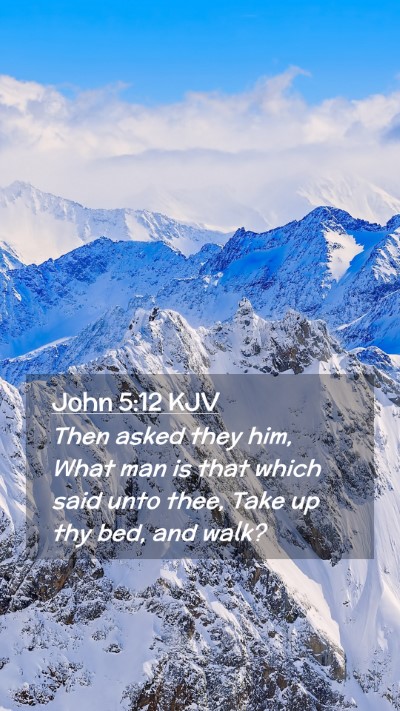 Picture 02 - John 5:12 KJV Mobile Phone Wallpaper - Then asked they him, What man is that which said - Mobile Bible Verse Wallpaper