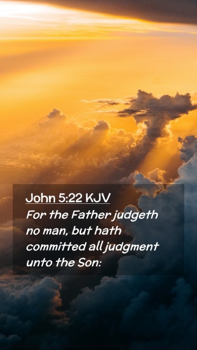 Picture 02 - John 5:22 KJV Mobile Phone Wallpaper - For the Father judgeth no man, but hath committed - Mobile Bible Verse Wallpaper