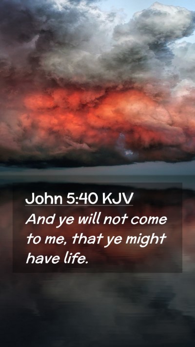 Picture 02 - John 5:40 KJV Mobile Phone Wallpaper - And ye will not come to me, that ye might have - Mobile Bible Verse Wallpaper