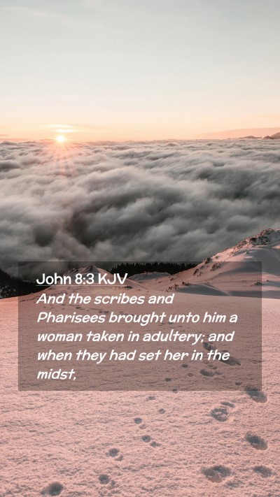 Picture 02 - John 8:3 KJV Mobile Phone Wallpaper - And the scribes and Pharisees brought unto him a - Mobile Bible Verse Wallpaper