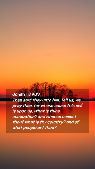 Picture 02 - Jonah 1:8 KJV Mobile Phone Wallpaper - Then said they unto him, Tell us, we pray thee, - Mobile Bible Verse Wallpaper