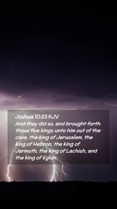 Picture 02 - Joshua 10:23 KJV Mobile Phone Wallpaper - And they did so, and brought forth those five - Mobile Bible Verse Wallpaper