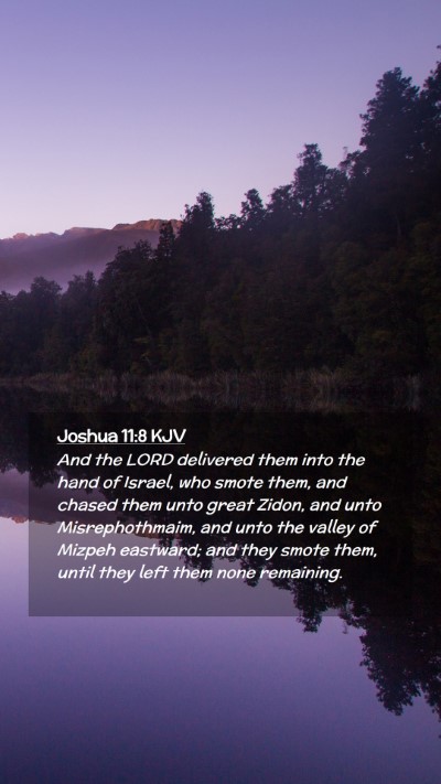 Picture 02 - Joshua 11:8 KJV Mobile Phone Wallpaper - And the LORD delivered them into the hand of - Mobile Bible Verse Wallpaper