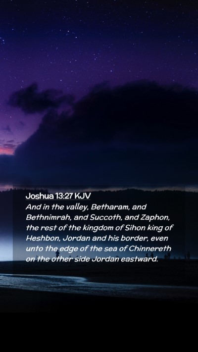 Picture 02 - Joshua 13:27 KJV Mobile Phone Wallpaper - And in the valley, Betharam, and Bethnimrah, and - Mobile Bible Verse Wallpaper