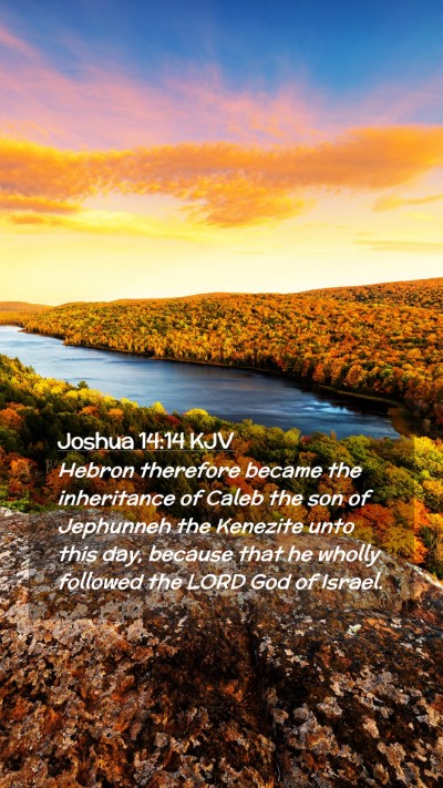 Picture 02 - Joshua 14:14 KJV Mobile Phone Wallpaper - Hebron therefore became the inheritance of Caleb - Mobile Bible Verse Wallpaper