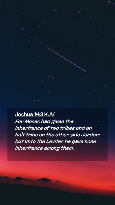 Picture 02 - Joshua 14:3 KJV Mobile Phone Wallpaper - For Moses had given the inheritance of two tribes - Mobile Bible Verse Wallpaper