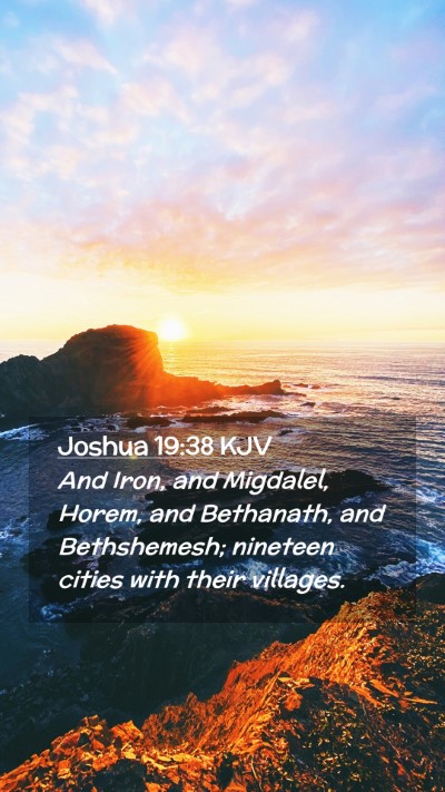 Picture 02 - Joshua 19:38 KJV Mobile Phone Wallpaper - And Iron, and Migdalel, Horem, and Bethanath, and - Mobile Bible Verse Wallpaper