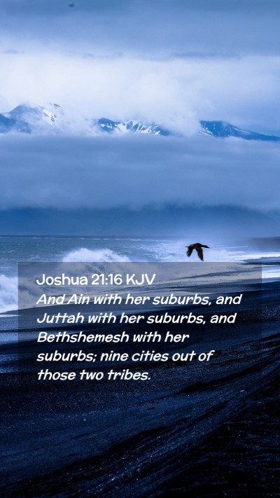 Picture 02 - Joshua 21:16 KJV Mobile Phone Wallpaper - And Ain with her suburbs, and Juttah with her - Mobile Bible Verse Wallpaper