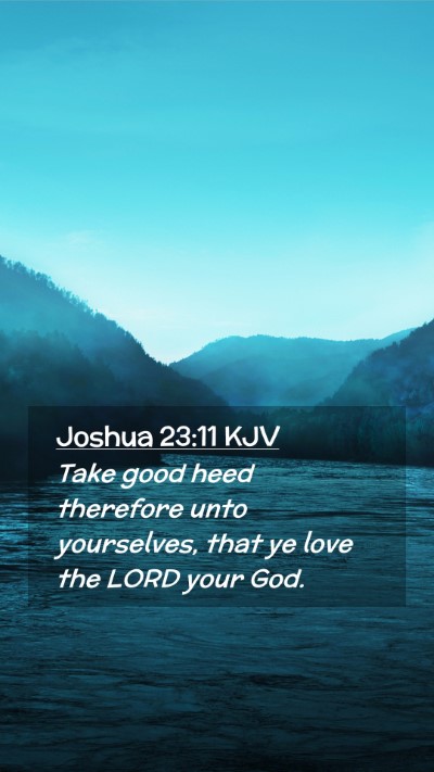 Picture 02 - Joshua 23:11 KJV Mobile Phone Wallpaper - Take good heed therefore unto yourselves, that ye - Mobile Bible Verse Wallpaper