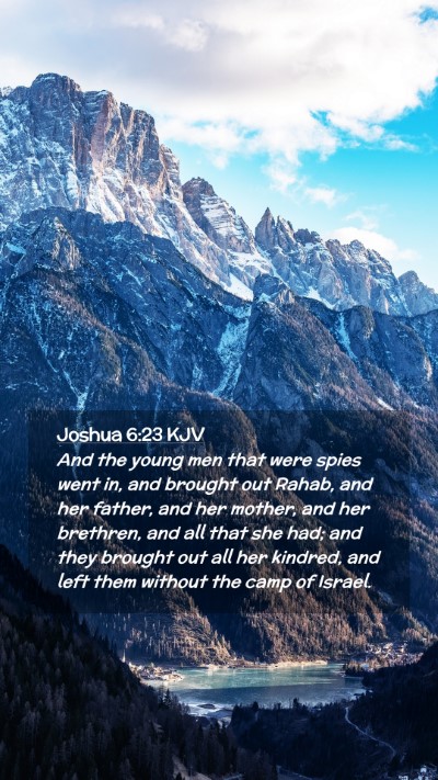 Picture 02 - Joshua 6:23 KJV Mobile Phone Wallpaper - And the young men that were spies went in, and - Mobile Bible Verse Wallpaper