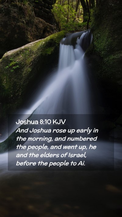 Picture 02 - Joshua 8:10 KJV Mobile Phone Wallpaper - And Joshua rose up early in the morning, and - Mobile Bible Verse Wallpaper