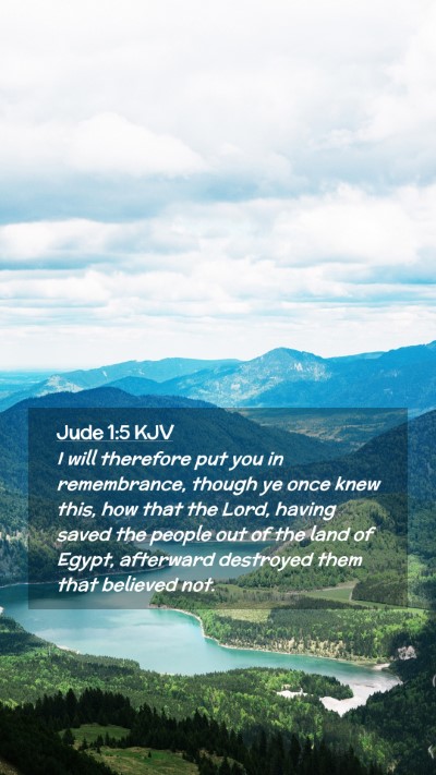 Picture 02 - Jude 1:5 KJV Mobile Phone Wallpaper - I will therefore put you in remembrance, though - Mobile Bible Verse Wallpaper