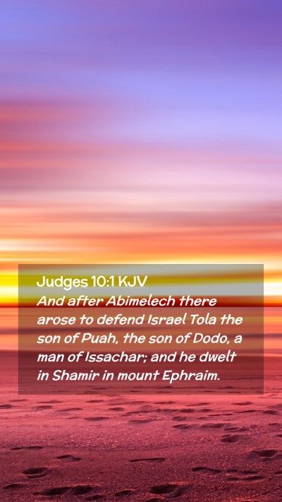 Picture 02 - Judges 10:1 KJV Mobile Phone Wallpaper - And after Abimelech there arose to defend Israel - Mobile Bible Verse Wallpaper