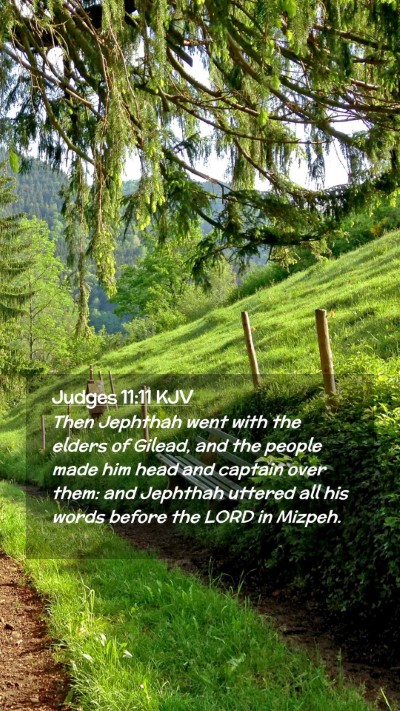 Picture 02 - Judges 11:11 KJV Mobile Phone Wallpaper - Then Jephthah went with the elders of Gilead, and - Mobile Bible Verse Wallpaper