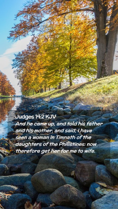 Picture 02 - Judges 14:2 KJV Mobile Phone Wallpaper - And he came up, and told his father and his - Mobile Bible Verse Wallpaper