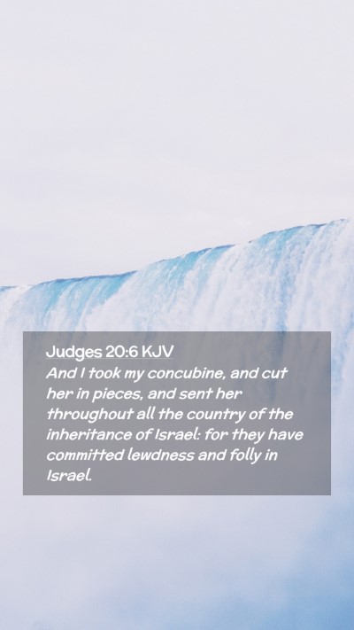 Picture 02 - Judges 20:6 KJV Mobile Phone Wallpaper - And I took my concubine, and cut her in pieces, - Mobile Bible Verse Wallpaper