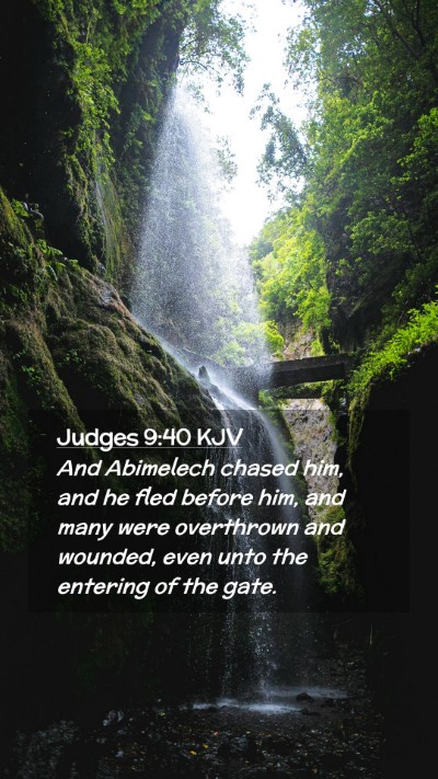 Picture 02 - Judges 9:40 KJV Mobile Phone Wallpaper - And Abimelech chased him, and he fled before him, - Mobile Bible Verse Wallpaper
