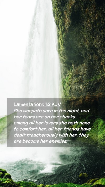 Picture 02 - Lamentations 1:2 KJV Mobile Phone Wallpaper - She weepeth sore in the night, and her tears are - Mobile Bible Verse Wallpaper