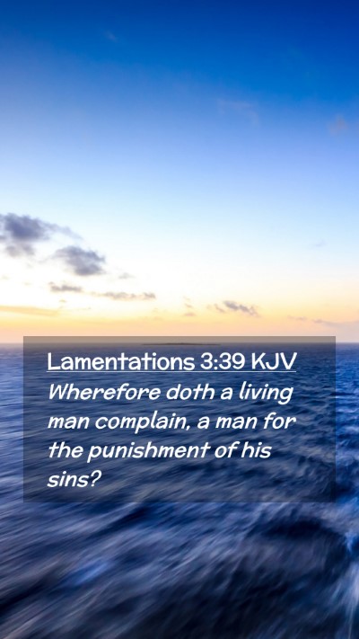 Picture 02 - Lamentations 3:39 KJV Mobile Phone Wallpaper - Wherefore doth a living man complain, a man for - Mobile Bible Verse Wallpaper
