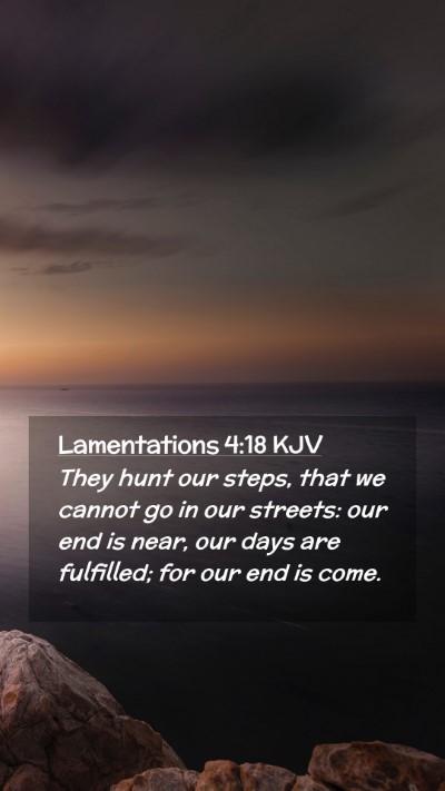 Picture 02 - Lamentations 4:18 KJV Mobile Phone Wallpaper - They hunt our steps, that we cannot go in our - Mobile Bible Verse Wallpaper