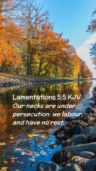 Picture 02 - Lamentations 5:5 KJV Mobile Phone Wallpaper - Our necks are under persecution: we labour, and - Mobile Bible Verse Wallpaper