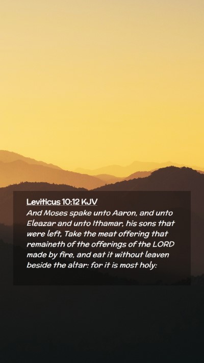 Picture 02 - Leviticus 10:12 KJV Mobile Phone Wallpaper - And Moses spake unto Aaron, and unto Eleazar and - Mobile Bible Verse Wallpaper