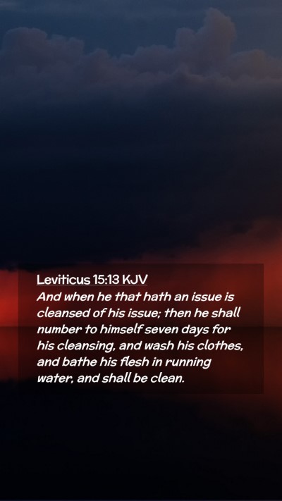 Picture 02 - Leviticus 15:13 KJV Mobile Phone Wallpaper - And when he that hath an issue is cleansed of his - Mobile Bible Verse Wallpaper