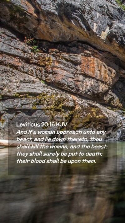 Picture 02 - Leviticus 20:16 KJV Mobile Phone Wallpaper - And if a woman approach unto any beast, and lie - Mobile Bible Verse Wallpaper