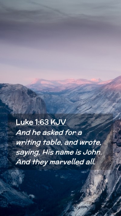 Picture 02 - Luke 1:63 KJV Mobile Phone Wallpaper - And he asked for a writing table, and wrote, - Mobile Bible Verse Wallpaper