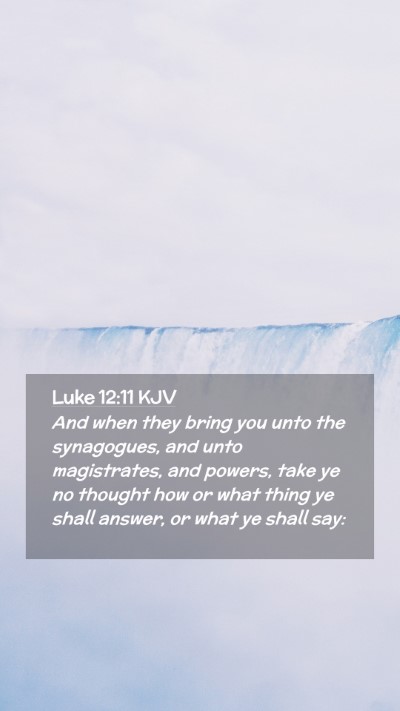 Picture 02 - Luke 12:11 KJV Mobile Phone Wallpaper - And when they bring you unto the synagogues, and - Mobile Bible Verse Wallpaper