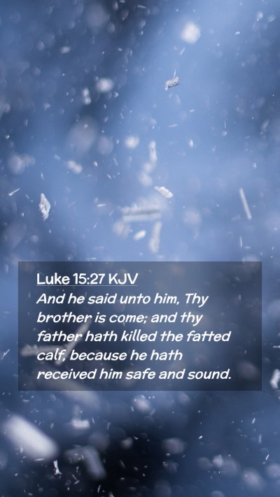 Picture 02 - Luke 15:27 KJV Mobile Phone Wallpaper - And he said unto him, Thy brother is come; and - Mobile Bible Verse Wallpaper