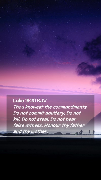 Picture 02 - Luke 18:20 KJV Mobile Phone Wallpaper - Thou knowest the commandments, Do not commit - Mobile Bible Verse Wallpaper