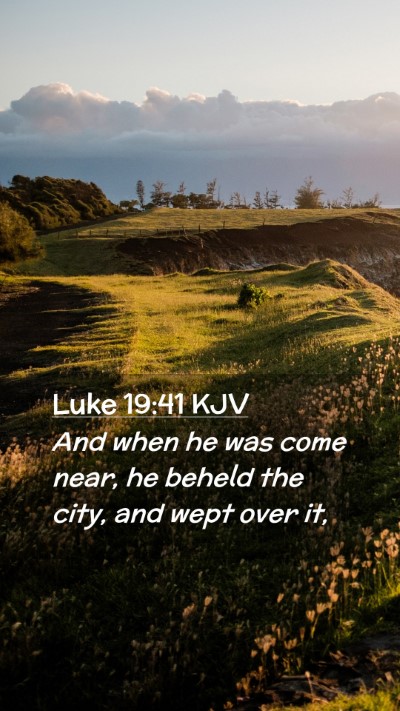 Picture 02 - Luke 19:41 KJV Mobile Phone Wallpaper - And when he was come near, he beheld the city, - Mobile Bible Verse Wallpaper