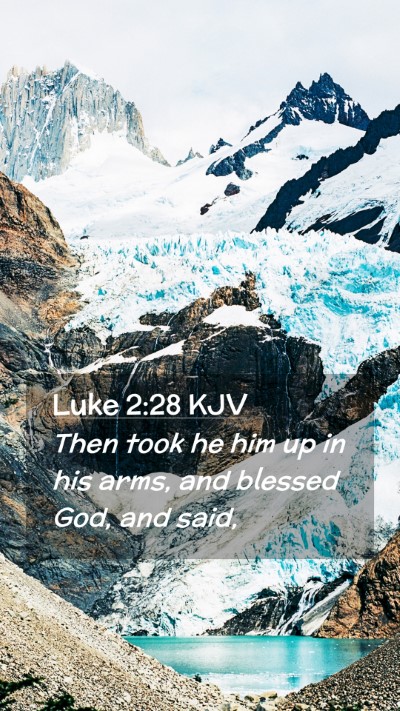 Picture 02 - Luke 2:28 KJV Mobile Phone Wallpaper - Then took he him up in his arms, and blessed God, - Mobile Bible Verse Wallpaper
