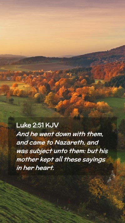 Picture 02 - Luke 2:51 KJV Mobile Phone Wallpaper - And he went down with them, and came to Nazareth, - Mobile Bible Verse Wallpaper