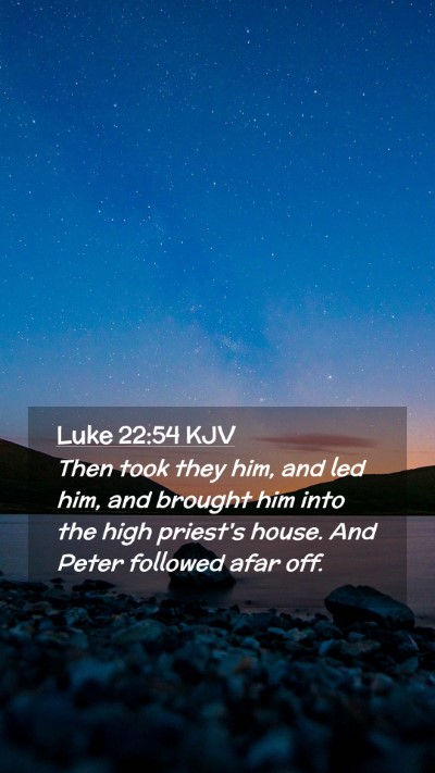Picture 02 - Luke 22:54 KJV Mobile Phone Wallpaper - Then took they him, and led him, and brought him - Mobile Bible Verse Wallpaper