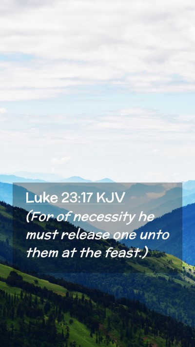 Picture 02 - Luke 23:17 KJV Mobile Phone Wallpaper - (For of necessity he must release one unto them - Mobile Bible Verse Wallpaper