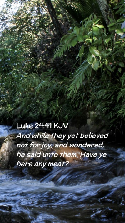 Picture 02 - Luke 24:41 KJV Mobile Phone Wallpaper - And while they yet believed not for joy, and - Mobile Bible Verse Wallpaper
