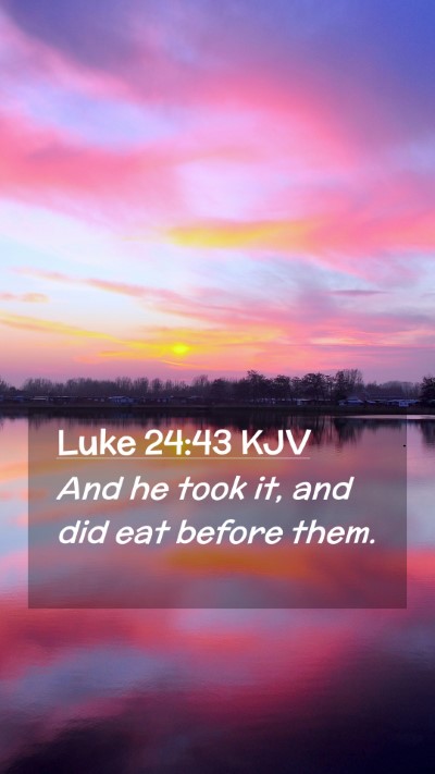 Picture 02 - Luke 24:43 KJV Mobile Phone Wallpaper - And he took it, and did eat before - Mobile Bible Verse Wallpaper