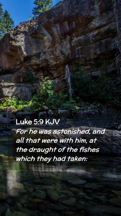 Picture 02 - Luke 5:9 KJV Mobile Phone Wallpaper - For he was astonished, and all that were with - Mobile Bible Verse Wallpaper