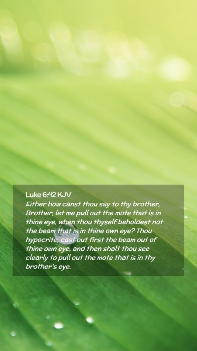 Picture 02 - Luke 6:42 KJV Mobile Phone Wallpaper - Either how canst thou say to thy brother, - Mobile Bible Verse Wallpaper