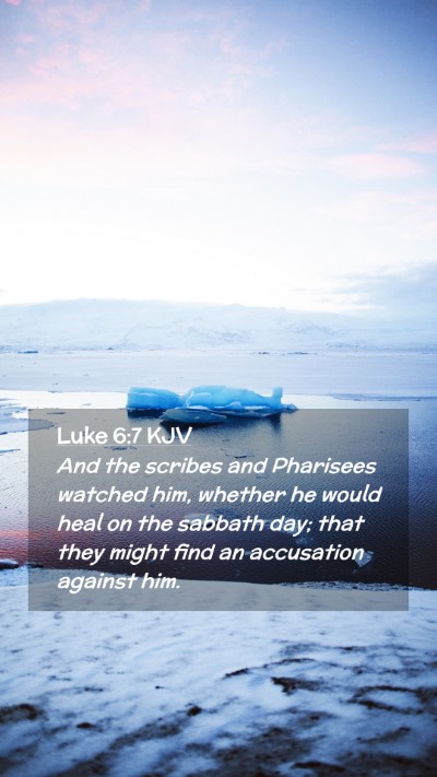 Picture 02 - Luke 6:7 KJV Mobile Phone Wallpaper - And the scribes and Pharisees watched him, - Mobile Bible Verse Wallpaper