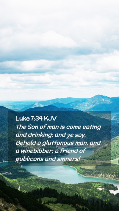 Picture 02 - Luke 7:34 KJV Mobile Phone Wallpaper - The Son of man is come eating and drinking; and - Mobile Bible Verse Wallpaper